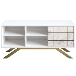 Έπιπλο Τηλεόρασης North 788DEC4035 130x58,6x38,6cm Marble Effect White