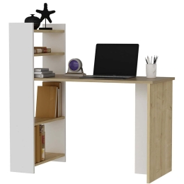 Γραφείο Με Βιβλιοθήκη Enna 475OLV1217 110x50x110cm Oak-White