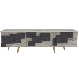 Έπιπλο Τηλεόρασης 3D 875ZNA4582 160x35x45cm Marble Effect White-Black