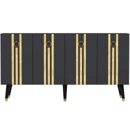 Μπουφές Isil 475OLV2680 150x40x80cm Anthracite-Gold Μοριοσανίδα, Μελαμίνη