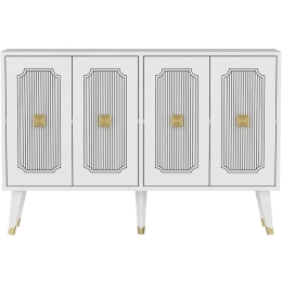 Μπουφές Derasi 327ODS1231 120x30x80cm White-Gold Μοριοσανίδα, Μελαμίνη