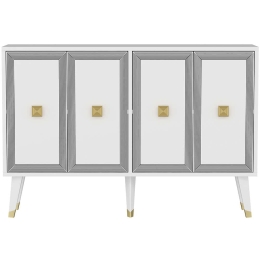 Μπουφές Ansel 327ODS1237 120x30x80cm White-Gold Μοριοσανίδα, Μελαμίνη