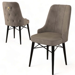 Καρέκλα Pare Babyface (Σετ 4Τμχ) 240CHR1503 46x46x94cm Cappuccino-Black Μέταλλο,Ύφασμα