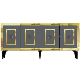 Μπουφές Karya 475OLV2743 150x40x79cm Anthracite-Gold Μοριοσανίδα, Μελαμίνη