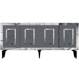Μπουφές Karya 475OLV2744 150x40x79cm Anthracite-Silver Μοριοσανίδα, Μελαμίνη