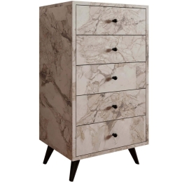 Συρταριέρα Frenzu 811MDD4301 50x40x103cm Marble Effect White