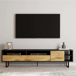 Έπιπλο Tηλεόρασης Luga 382NRC2517 180x29,8x44,7cm Black-Oak