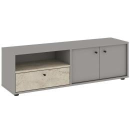 Έπιπλο Tηλεόρασης Pao 382NRC2520 136x35x42cm Travertine Beige-Grey