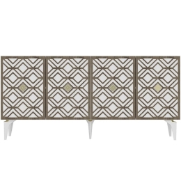 Μπουφές Rose 475OLV2330 150x40x79cm White-Walnut Μοριοσανίδα, Μελαμίνη