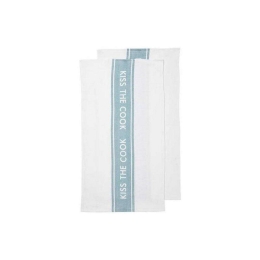 Πετσέτες Κουζίνας Kiss The Cook (Σετ 2Τμχ) 33193 45x70cm White-Light Blue Ladelle 100% Βαμβάκι