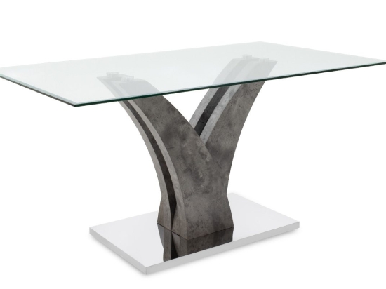 Τραπέζι Gull pakoworld γυαλί 10mm tempered-πόδι χρώμα γκρι cement 150x90x76εκ