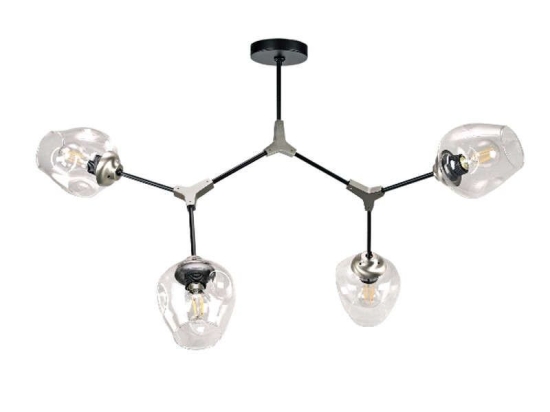 Φωτιστικό Οροφής-Πλαφονιέρα 6129-4 120x70cm 4xΕ27 Black Inlight Μέταλλο,Γυαλί