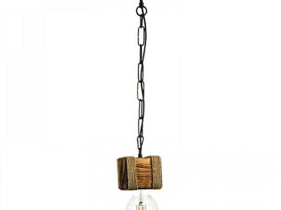 Φωτιστικό Οροφής 5318-1 10x80cm 1xΕ27 Natural Inlight Ξύλο,Σχοινί