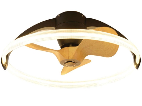 Ανεμιστήρας Ορόφης Nettilling 101000520 Φ75cm Με Φως Dim Led 80W Black-Natural Itlighting Διάμετρος 75cm