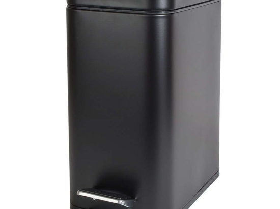 Κάδος Απορριμμάτων Soft Close Slim 02-5566 13,8x28,4x30,5cm 5Lt Mat Black Estia 5lt Μέταλλο,Πλαστικό