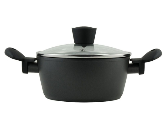 Κατσαρόλα Με Γυάλινο Καπάκι Magma Φ20cm 01-6129 Black Estia 20cm Αλουμίνιο