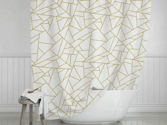 Κουρτίνα Μπάνιου Abstract 02-11758180x200cm White-Gold Estia 180Πx200Υ Πολυέστερ