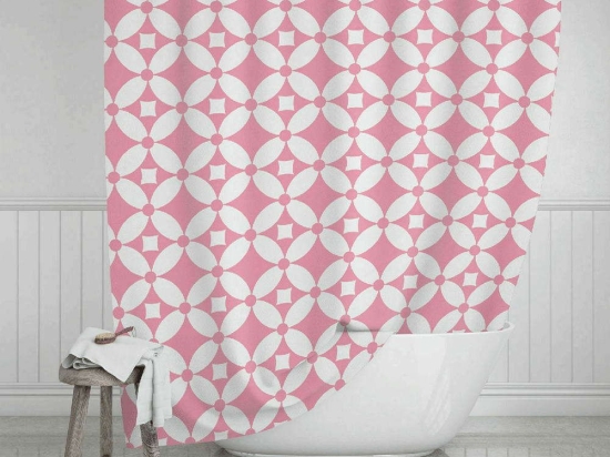 Κουρτίνα Μπάνιου Flower Life 02-11802 180x200cm White-Pink Estia 180Πx180Υ Πολυέστερ