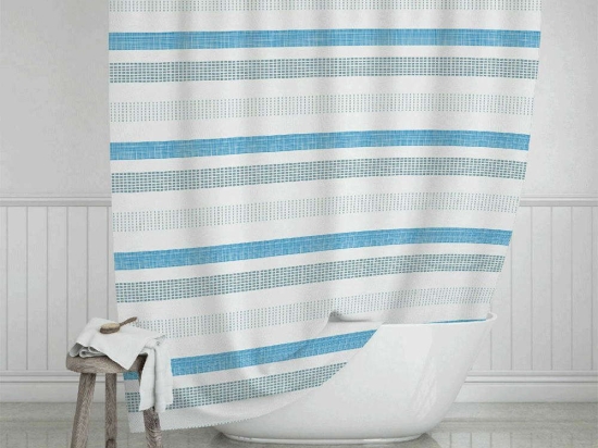 Κουρτίνα Μπάνιου Stripes 02-11345 180x200cm Blue-Multi Estia 180Πx200Υ Πολυέστερ