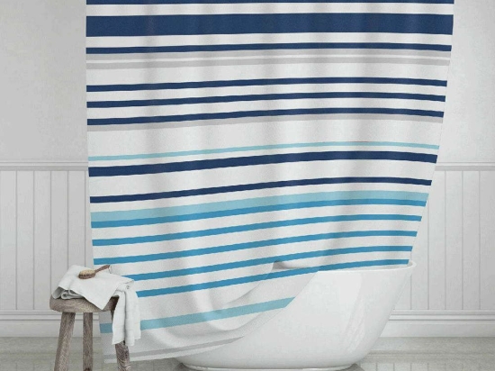 Κουρτίνα Μπάνιου Stripes 02-11819 180x200cm Multi Estia 180Πx200Υ Πολυέστερ