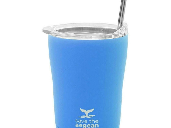Ποτήρι-Θερμός Με Καλαμάκι Save The Aegean 01-12465 350ml Olympic Blue Estia