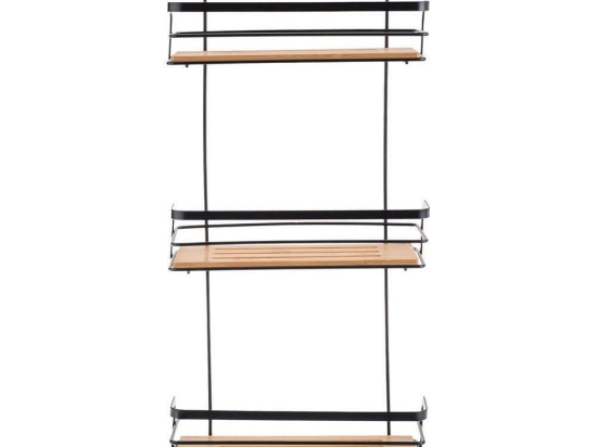 Ραφιέρα Μπάνιου 3 Θέσεων Essentials 02-12779 25,5x10,5x49cm Natural-Black Estia Μέταλλο,Bamboo