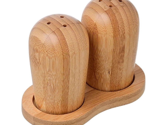 Αλατοπίπερο (Σετ 2Τμχ) 01-14605 11,1x6x8,5cm Natural Estia Bamboo