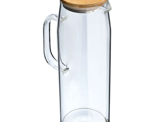 Κανάτα Με Καπάκι Bamboo Essentials 01-19587 1000ml Clear-Natural Estia Γυαλί,Bamboo