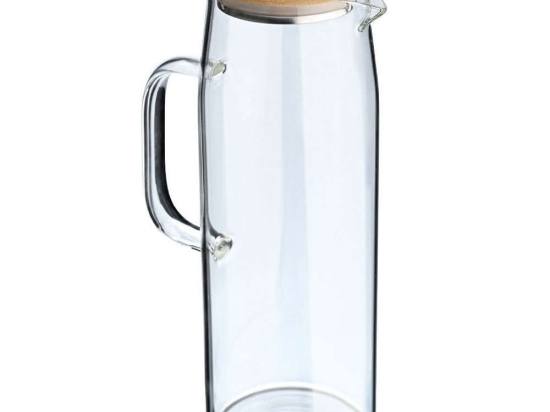 Κανάτα Με Καπάκι Bamboo Essentials 01-19594 1500ml Clear-Natural Estia Γυαλί,Bamboo