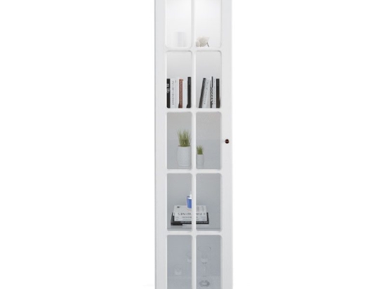 Βιτρίνα - στήλη Snow pakoworld με led strip χρώμα λευκό με νερά-sonoma 48x33x198εκ