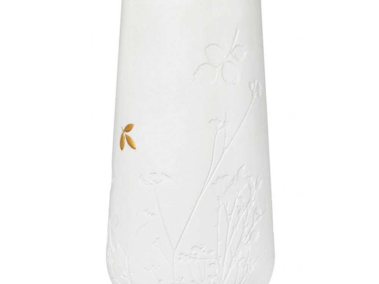 Βάζο Gold Leaf LBTRD0014136 Φ12x25cm White-Gold Raeder Πορσελάνη