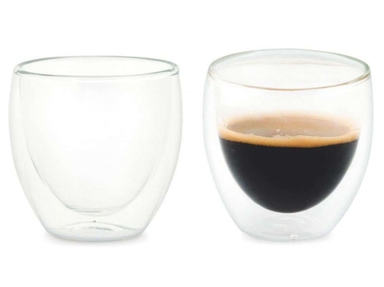 Ποτήρια Espresso Διπλού Τοιχώματος (Σετ 2Τμχ) LBTAH-MS20101 Φ6x6cm 80ml Clear Andrea House Γυαλί