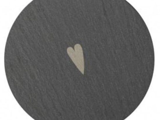 Σουβέρ Heart (Σετ 2Τμχ) LBTRD0015255 Φ10cm Grey Raeder Σχιστόλιθος