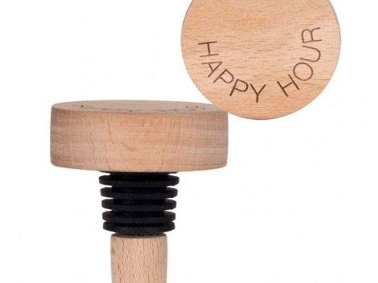 Πώμα Φιάλης Happy Hour LBTRD0016090 Φ4,5x5,7cm Natural-Black Raeder Σιλικόνη,Μέταλλο,Ξύλο