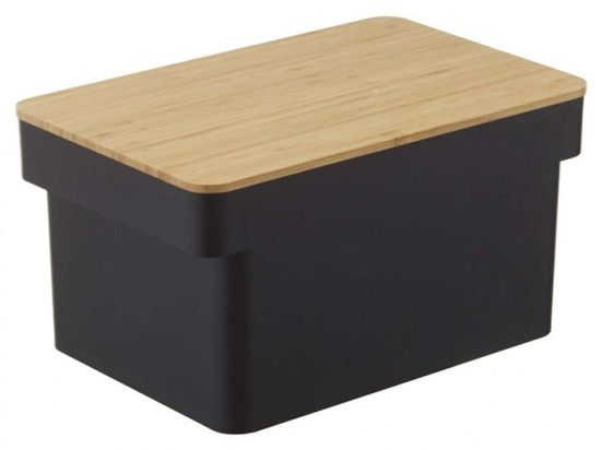 Ψωμιέρα Με Επιφάνεια Κοπής LBTYMZK4947 35,5x23x18,2cm Black-Natural Yamazaki Bamboo,Πολυπροπυλένιο