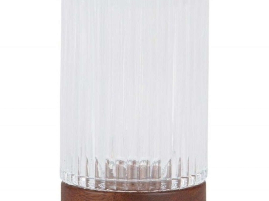 Ποτηροθήκη LBTAH-BA72023 7x7x12cm Clear-Brown Andrea House Ξύλο,Γυαλί