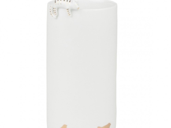 Βάζo Πορσελάνινο Cat RD0016224 7x13cm White-Gold Raeder Πορσελάνη,Γυαλί