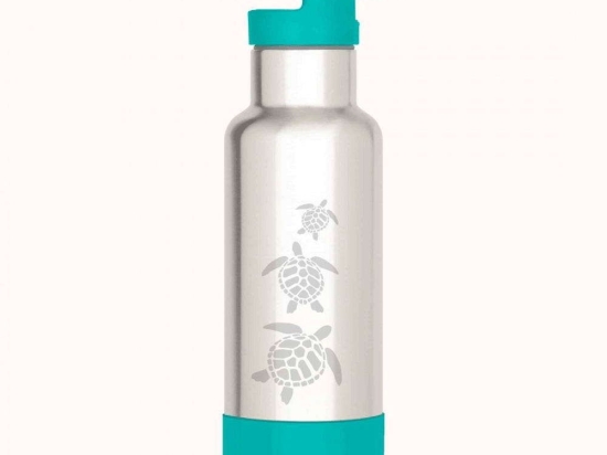Μπουκάλι - Θερμός Funky Turtles GSJFUN50/2 7,5x24cm 500ml Silver-Turquoise Gaspajoe Ανοξείδωτο Ατσάλι