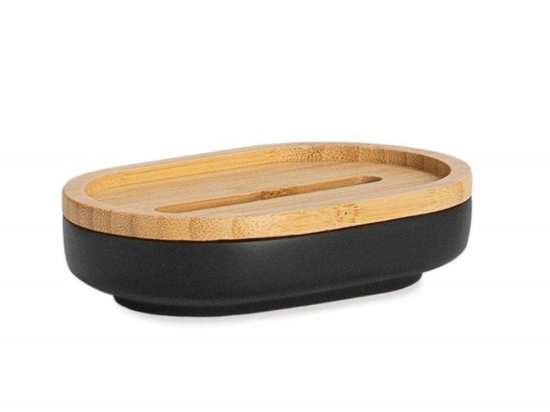 Σαπουνοθήκη Nordic AH-BA22161 13x8,5x3cm Black-Natural Andrea House Polyresin, Bamboo