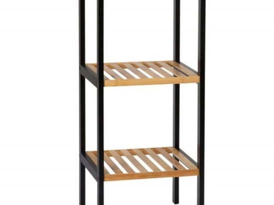 Ραφιέρα Μπάνιου Industrial AH-BA72068 34x33x70cm Natural-Black Bamboo,Ξύλο