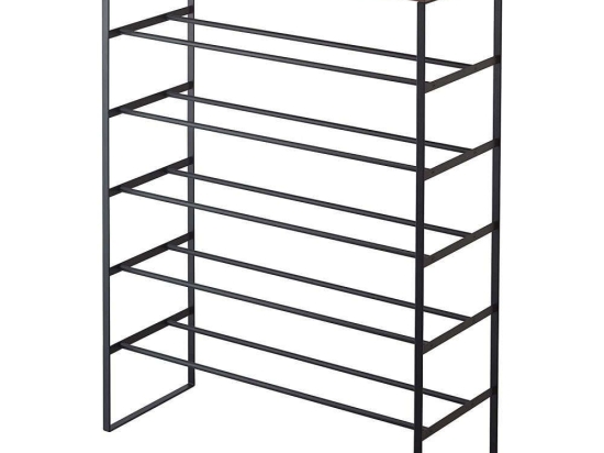 Παπουτσοθήκη YMZK3370 66x25x87cm Black-Natural Ατσάλι,Ξύλο