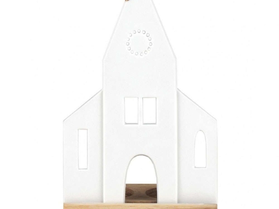 Κηροπήγιο Για Ρεσώ Church RD0090327 10,5x6,5x19cm White-Gold Raeder Ξύλο,Πορσελάνη