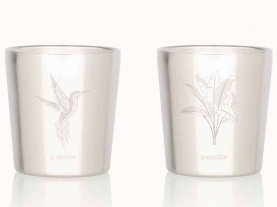 Φλυτζάνια Espresso Arty Banana/Hummingbird (Σετ 2Τμχ) GSJASET5 7x7cm 180ml Inox Gaspajoe Ανοξείδωτο Ατσάλι
