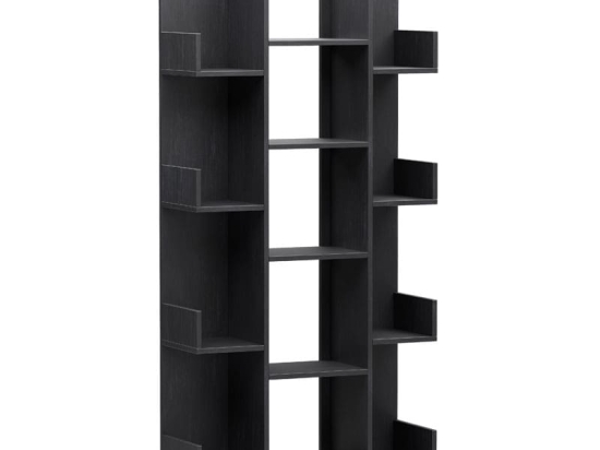 Βιβλιοθήκη Charles pakoworld μελαμίνης ανθρακί 90x31x182.5εκ