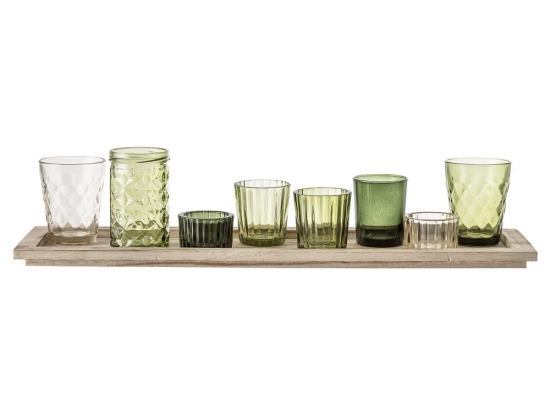 Βάσεις Ρεσώ 27405302 Σετ 9τμχ Green Bloomingville Ξύλο,Γυαλί
