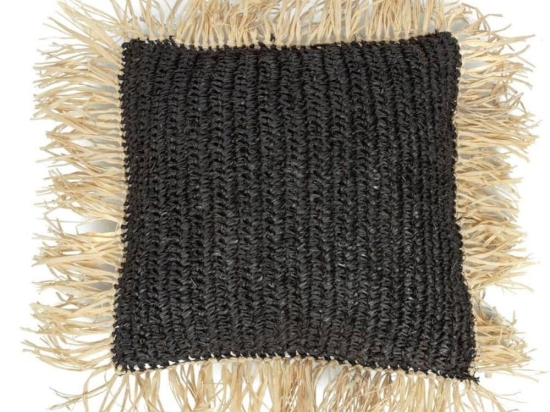 Διακοσμητική Μαξιλαροθήκη The Raffia Square BA034BN Black-Natural Bazar Bizar Raffia