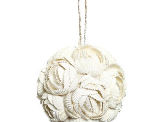Διακοσμητικό Κρεμαστό Από Κοχύλια The Rose Shell Ball BABL006W-M D9 White Bazar Bizar Κοχύλι
