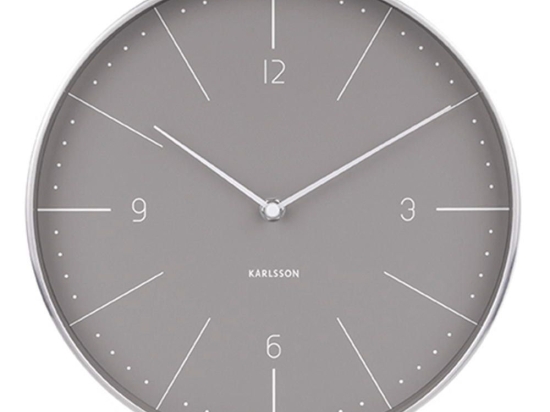 Ρολόι Τοίχου Normann Numbers KA5682GY Φ28cm Grey Karlsson Ατσάλι