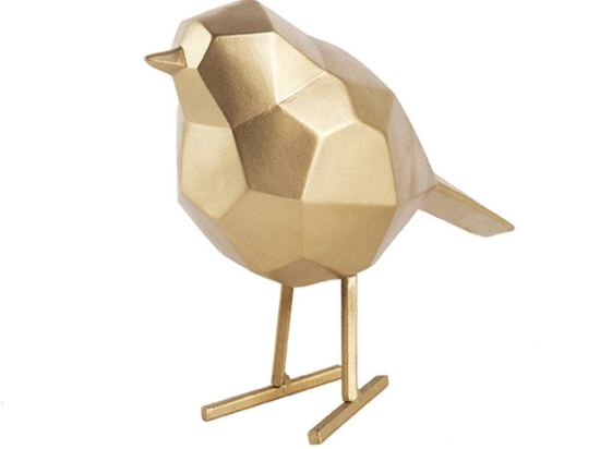 Διακοσμητικό Άγαλμα Bird PT3335GD 13,5x7,5x17cm Gold Present Time Πολυρεσίνη