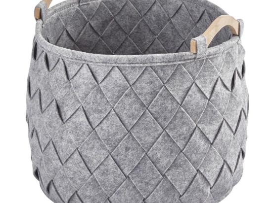 Καλάθι Αποθήκευσης Amy AMYSBM-95 Medium Φ35x35cm Silver Grey Aquanova Πολυέστερ